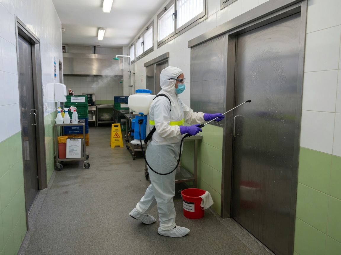 Técnico realizando desinfección profesional en madrid